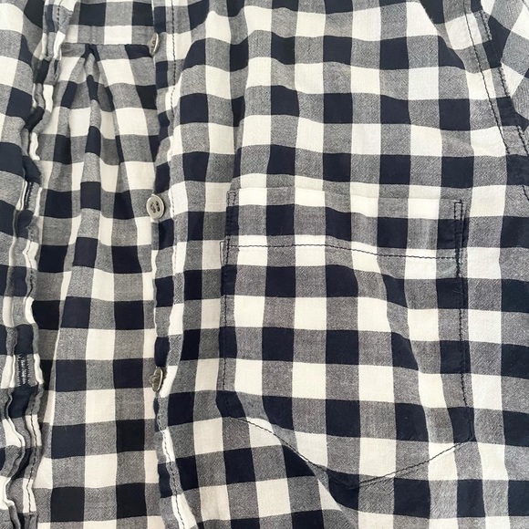 J Crew Factory Boy Fit Navy Gingham Button Down - Picture 4 of 7